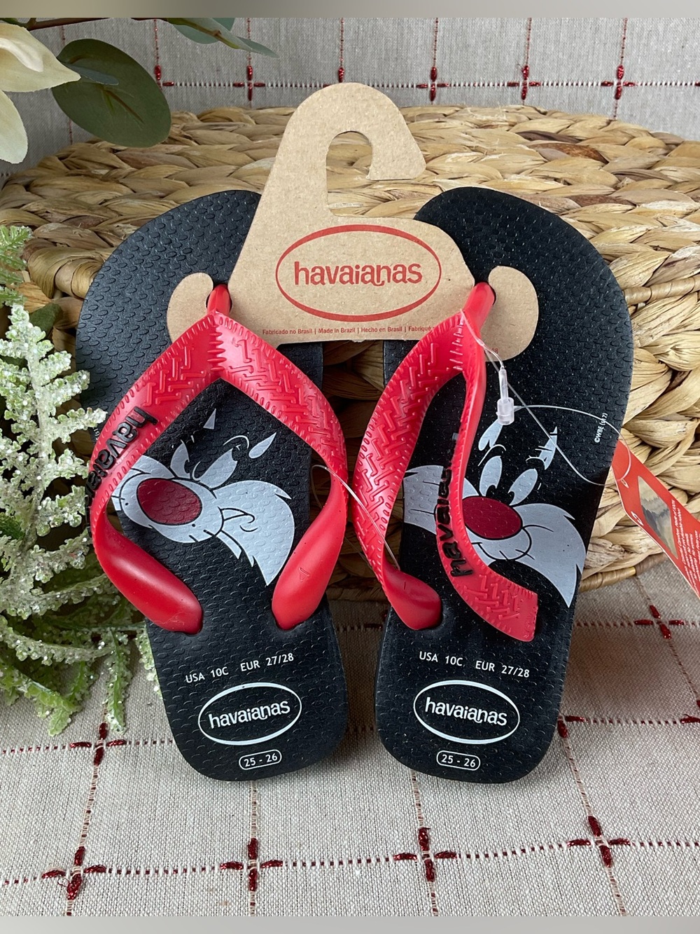 Havaianas Sylvester Cat Looney Tunes Sandels Flip Flops Toddler Child Size 10